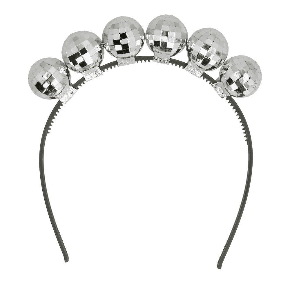 Serre-tête Disco Boules à Facettes Argentées - Accessoire