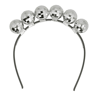 Serre-tête Disco Boules à Facettes Argentées - Accessoire