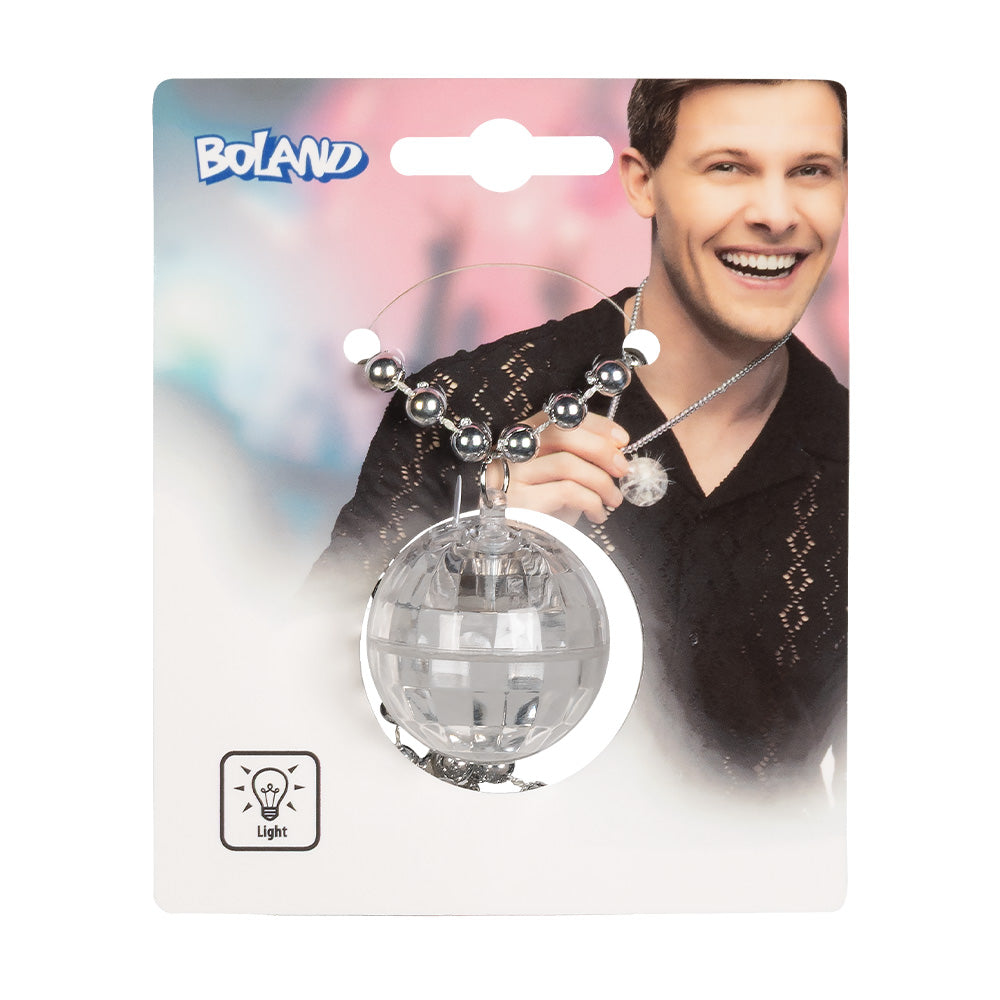 Collier LED Disco Boule Miroir - Accessoire Fête Lumineux