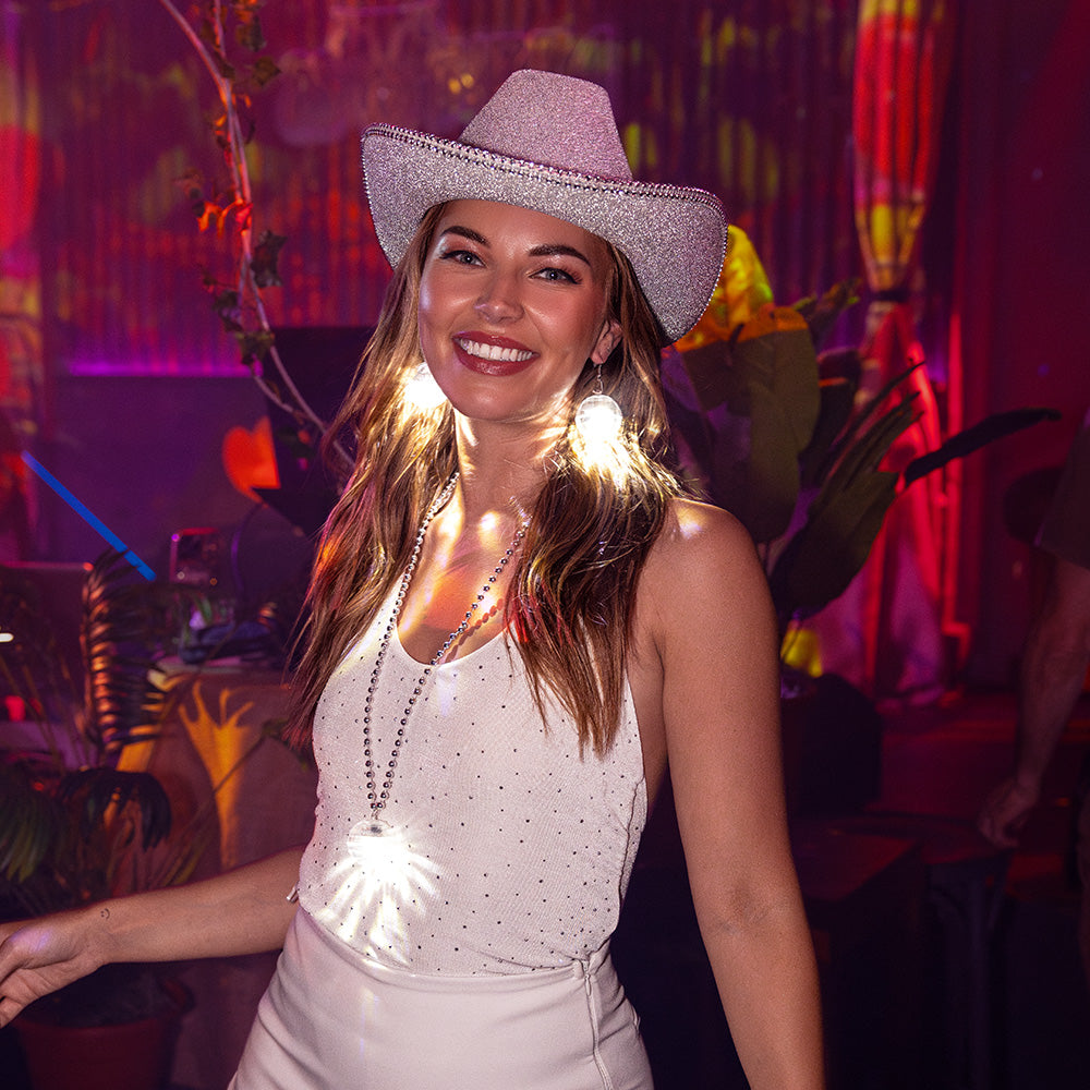 Collier LED Disco Boule Miroir - Accessoire Fête Lumineux