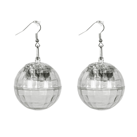 Boucles d'Oreilles Boule Disco Lumineuses LED - Accessoire Fête