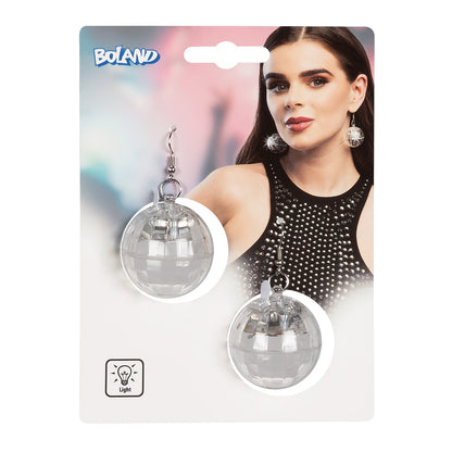 Boucles d'Oreilles Boule Disco Lumineuses LED - Accessoire Fête