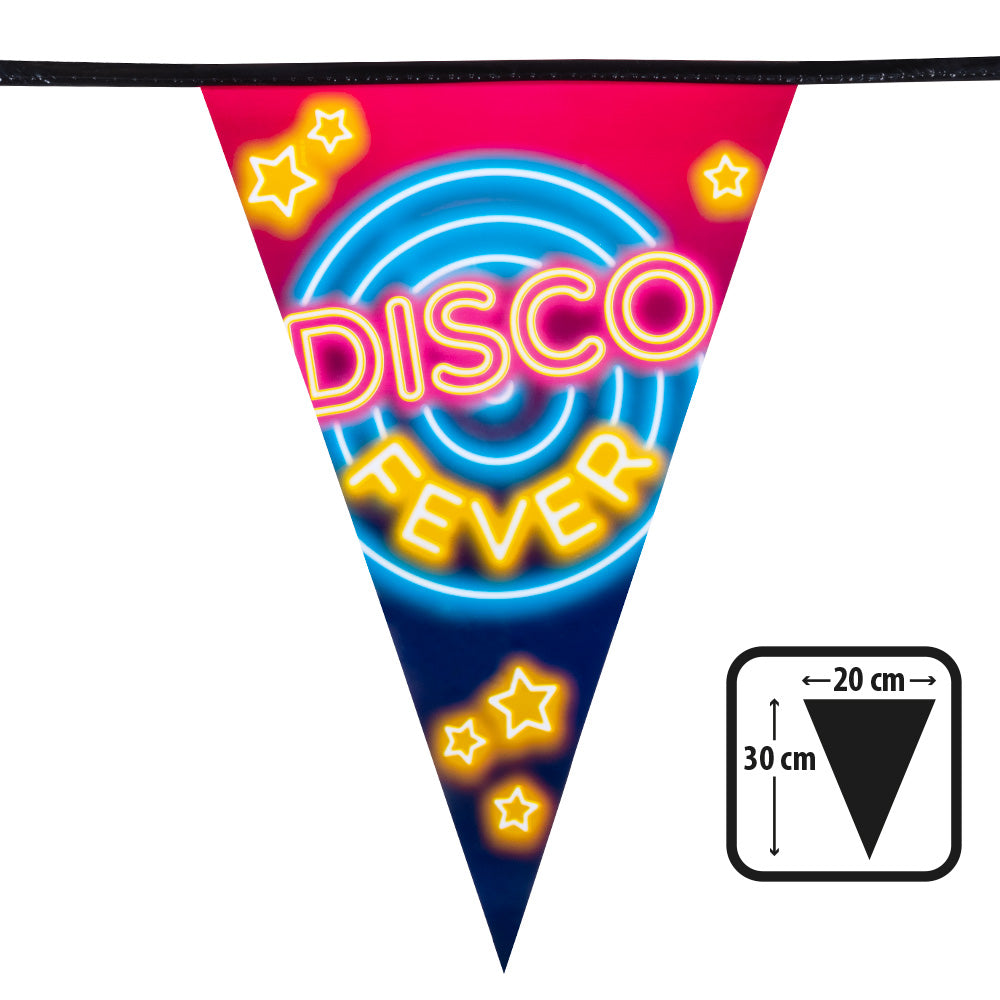 Guirlande Disco Fever - Banderole Neon Rétro 4 Fanions