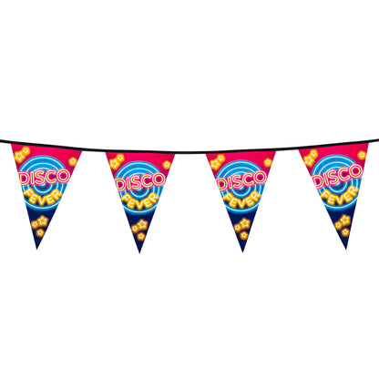 Guirlande Disco Fever - Banderole Neon Rétro 4 Fanions