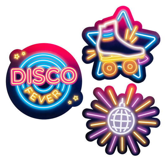 Décoration Disco Fever - Pack 3 Ballons Néon Lumineux