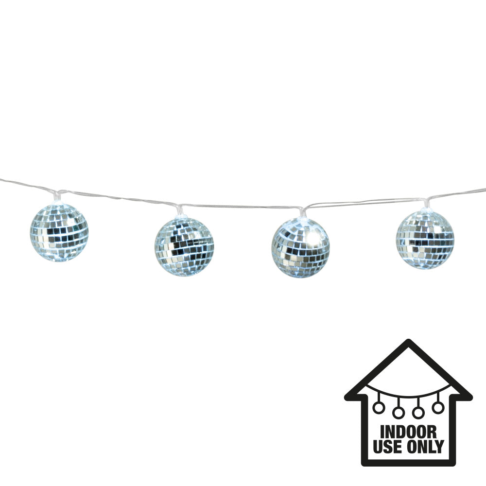 Guirlande Boules à Facettes Disco - 10 Boules Miroir Argentées