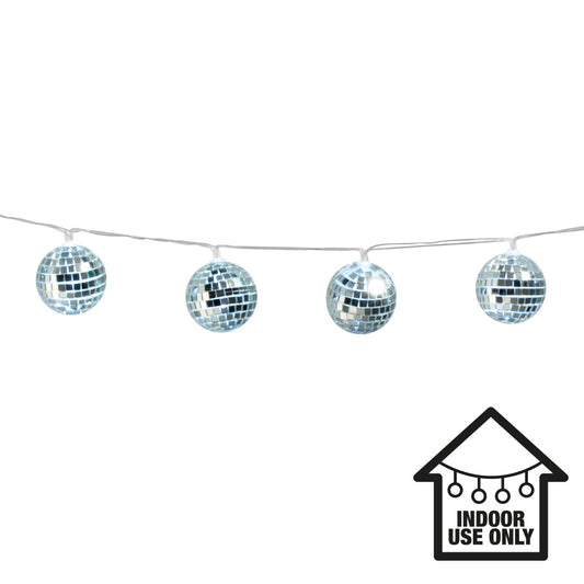 Guirlande Boules à Facettes Disco - 10 Boules Miroir Argentées