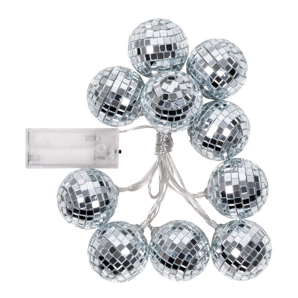 Guirlande Boules à Facettes Disco - 10 Boules Miroir Argentées