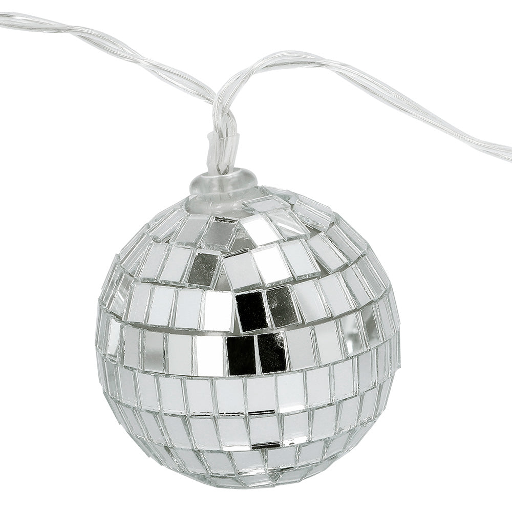Guirlande Boules à Facettes Disco - 10 Boules Miroir Argentées