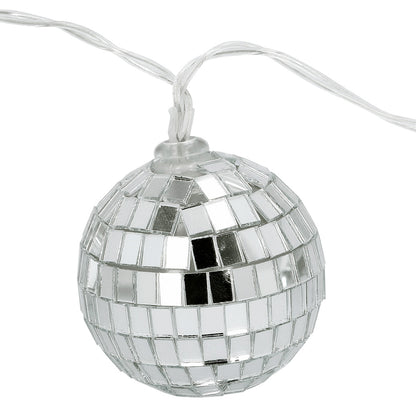 Guirlande Boules à Facettes Disco - 10 Boules Miroir Argentées
