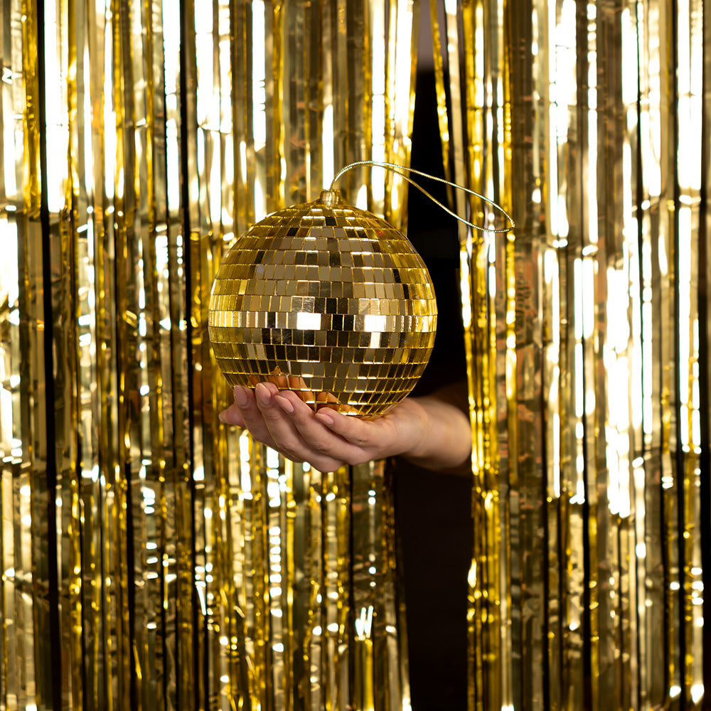 Boule Disco Dorée 15 cm - Accessoire de Fête Rétro