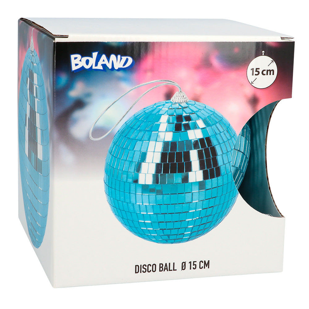 Boule Disco 15 cm Turquoise - Décoration Soirée Rétro