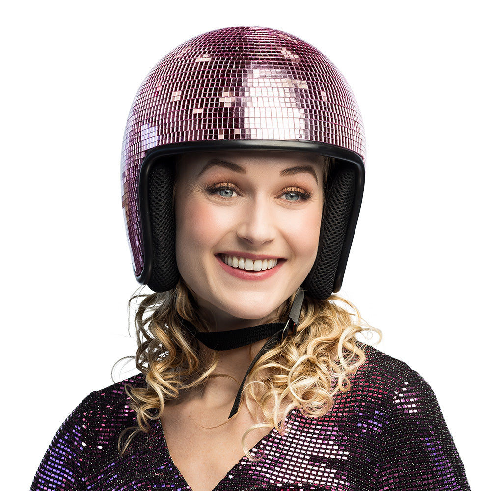 Casque Disco Boule à Facettes Rose Pailleté - Accessoire Fête