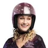 Casque Disco Boule à Facettes Rose Pailleté - Accessoire Fête