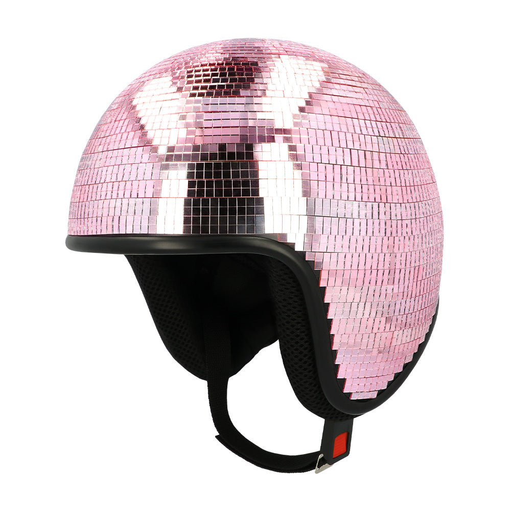 Casque Disco Boule à Facettes Rose Pailleté - Accessoire Fête