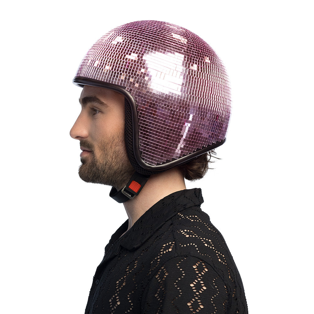 Casque Disco Boule à Facettes Rose Pailleté - Accessoire Fête