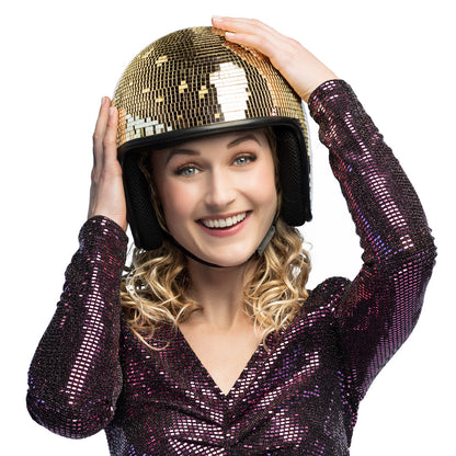 Casque Disco Doré avec Oreillettes - Accessoire Fête Année 70