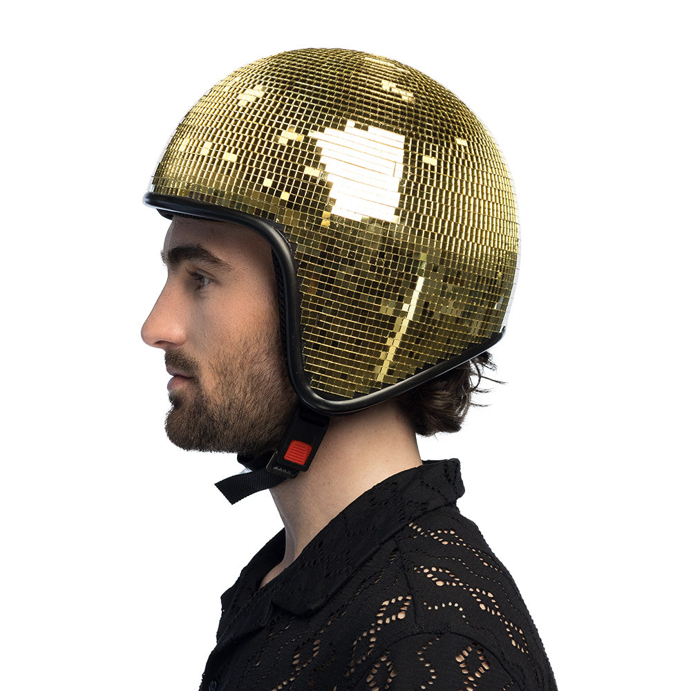 Casque Disco Doré avec Oreillettes - Accessoire Fête Année 70