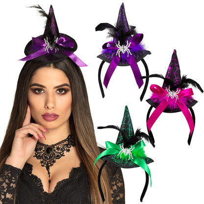 Serre-tête Sorcière Witch Hat avec Toile d'Araignée - 4 Coloris