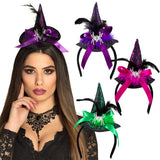 Serre-tête Sorcière Witch Hat avec Toile d'Araignée - 4 Coloris