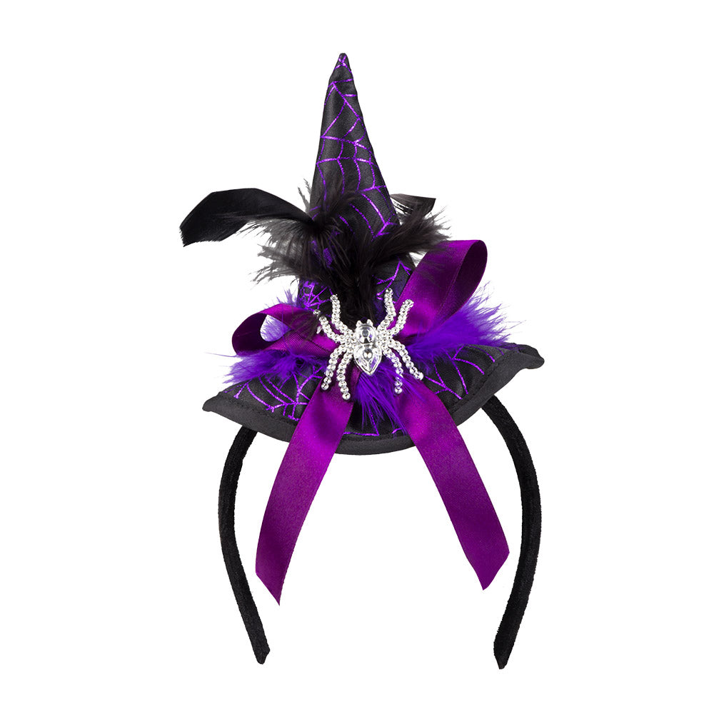 Serre-tête Sorcière Witch Hat avec Toile d'Araignée - 4 Coloris