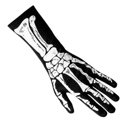 Gants Squelette Noir - Accessoire Halloween Déguisement Adulte