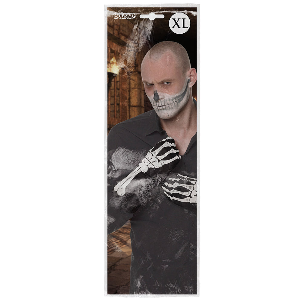 Gants Squelette Noir - Accessoire Halloween Déguisement Adulte