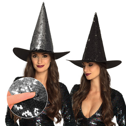 Chapeau de Sorcière Sequin Pailleté Couleurs Irisées