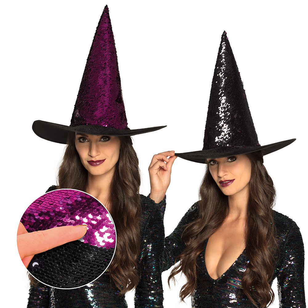 Chapeau de Sorcière Sequin Pailleté Couleurs Irisées