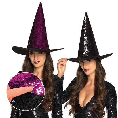 Chapeau de Sorcière Sequin Pailleté Couleurs Irisées