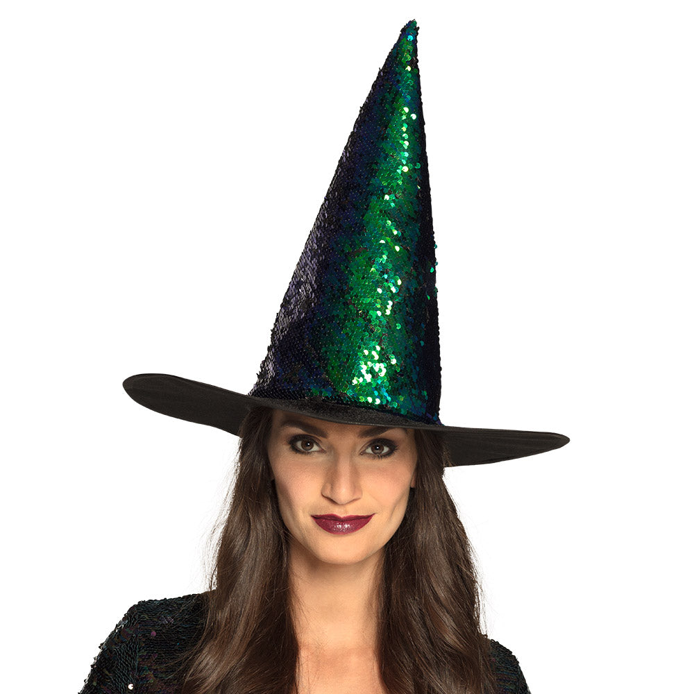 Chapeau de Sorcière Sequin Pailleté Couleurs Irisées