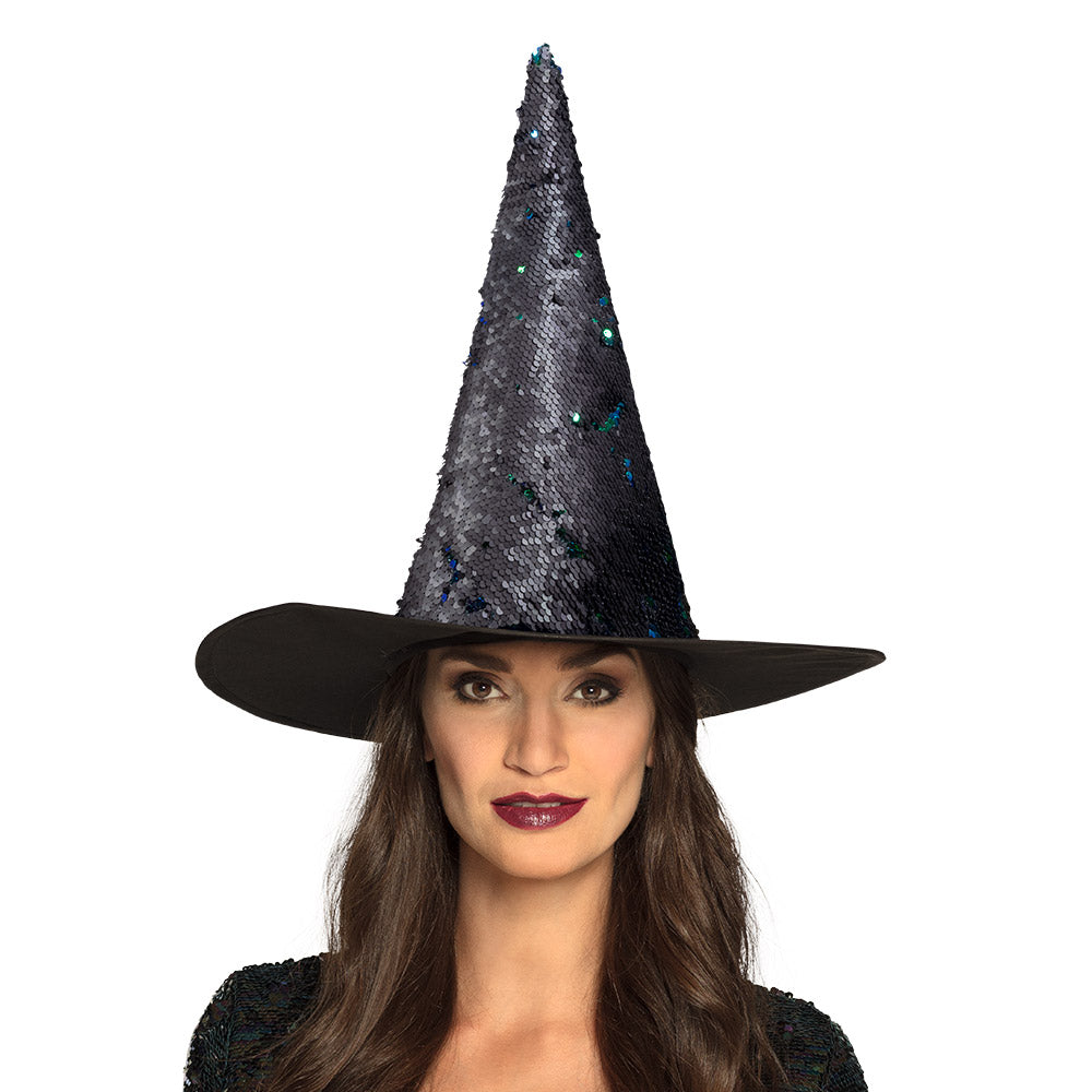 Chapeau de Sorcière Sequin Pailleté Couleurs Irisées