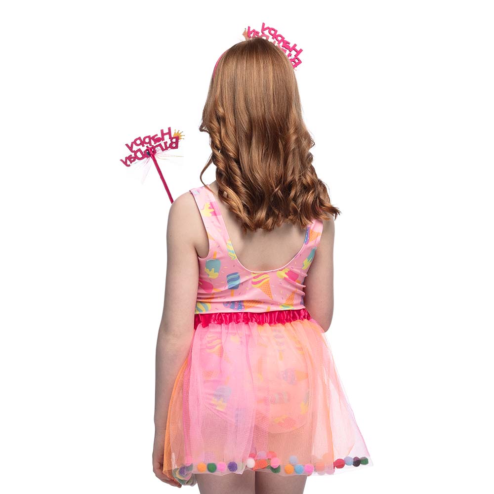 Set Anniversaire Enfant Rose - Robe Tutu, Serre-tête et Baguette Magique