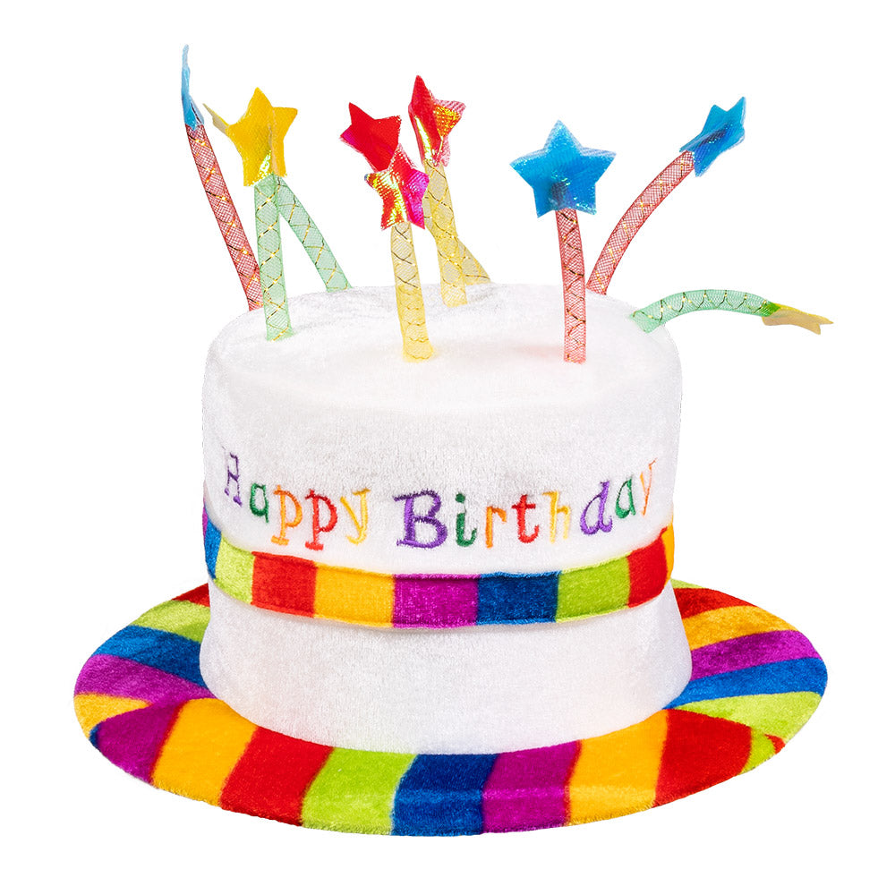 Chapeau Gâteau d'Anniversaire Coloré avec Étoiles - Déguisement Fête