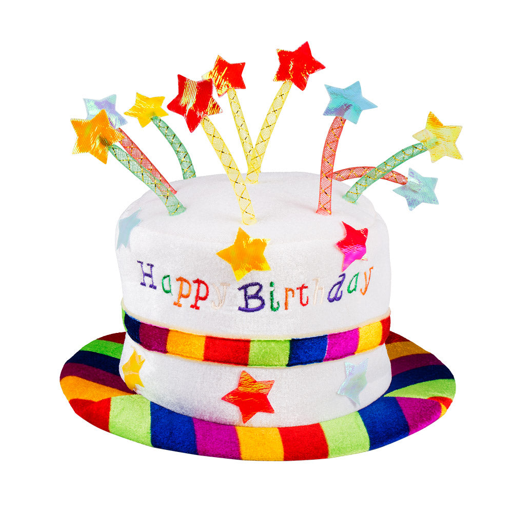 Chapeau Gâteau d'Anniversaire Coloré Happy Birthday avec Étoiles