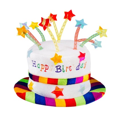 Chapeau Gâteau d'Anniversaire Coloré Happy Birthday avec Étoiles