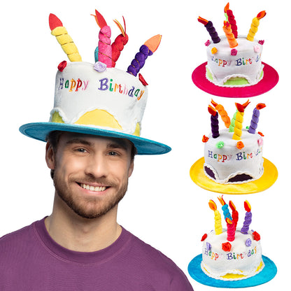 Chapeau Gâteau d'Anniversaire Coloré avec Bougies - Déguisement Fête