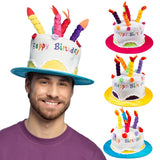 Chapeau Gâteau d'Anniversaire Coloré avec Bougies - Déguisement Fête
