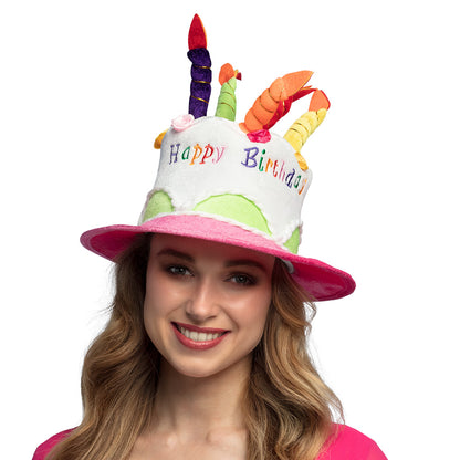 Chapeau Gâteau d'Anniversaire Coloré avec Bougies - Déguisement Fête