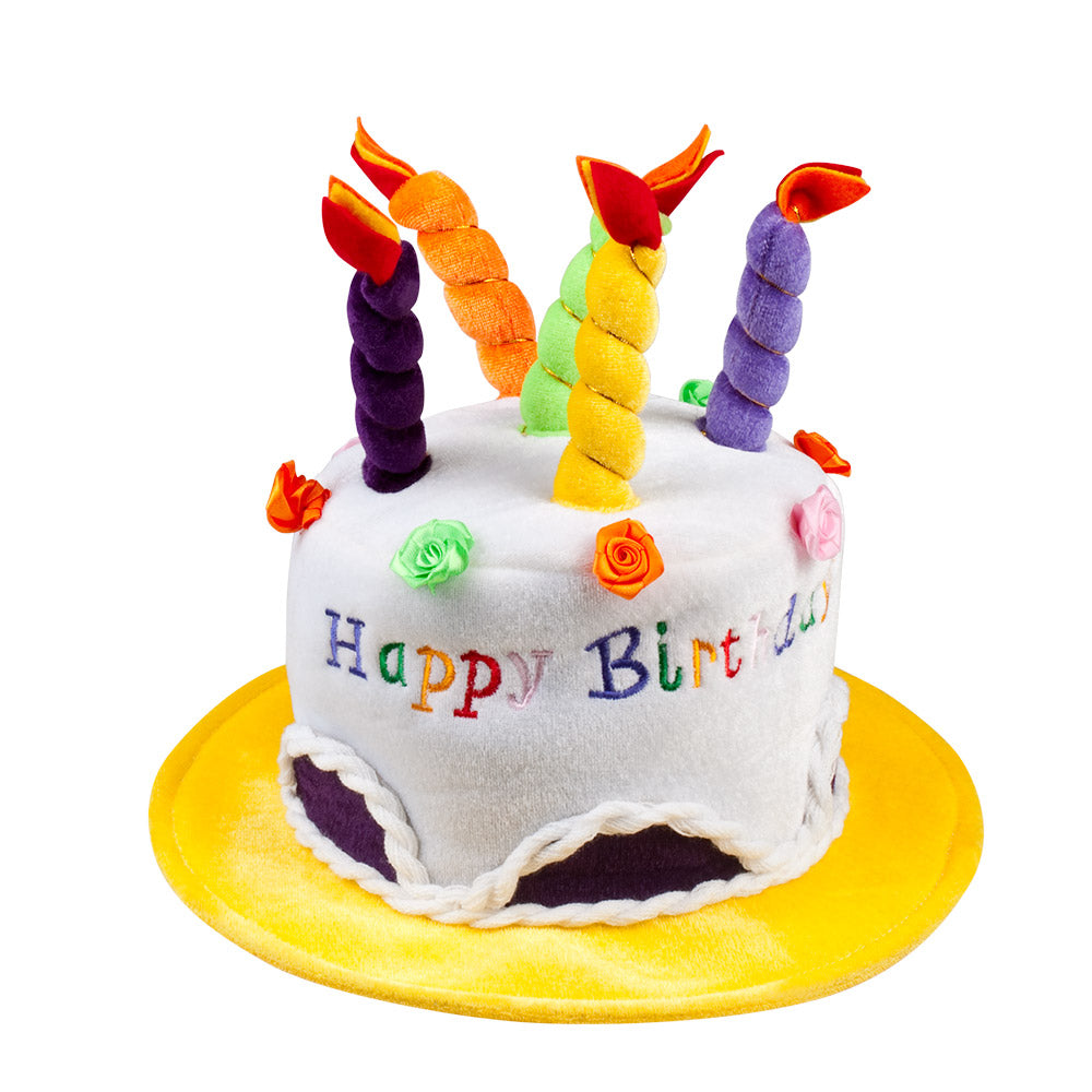 Chapeau Gâteau d'Anniversaire Coloré avec Bougies - Déguisement Fête