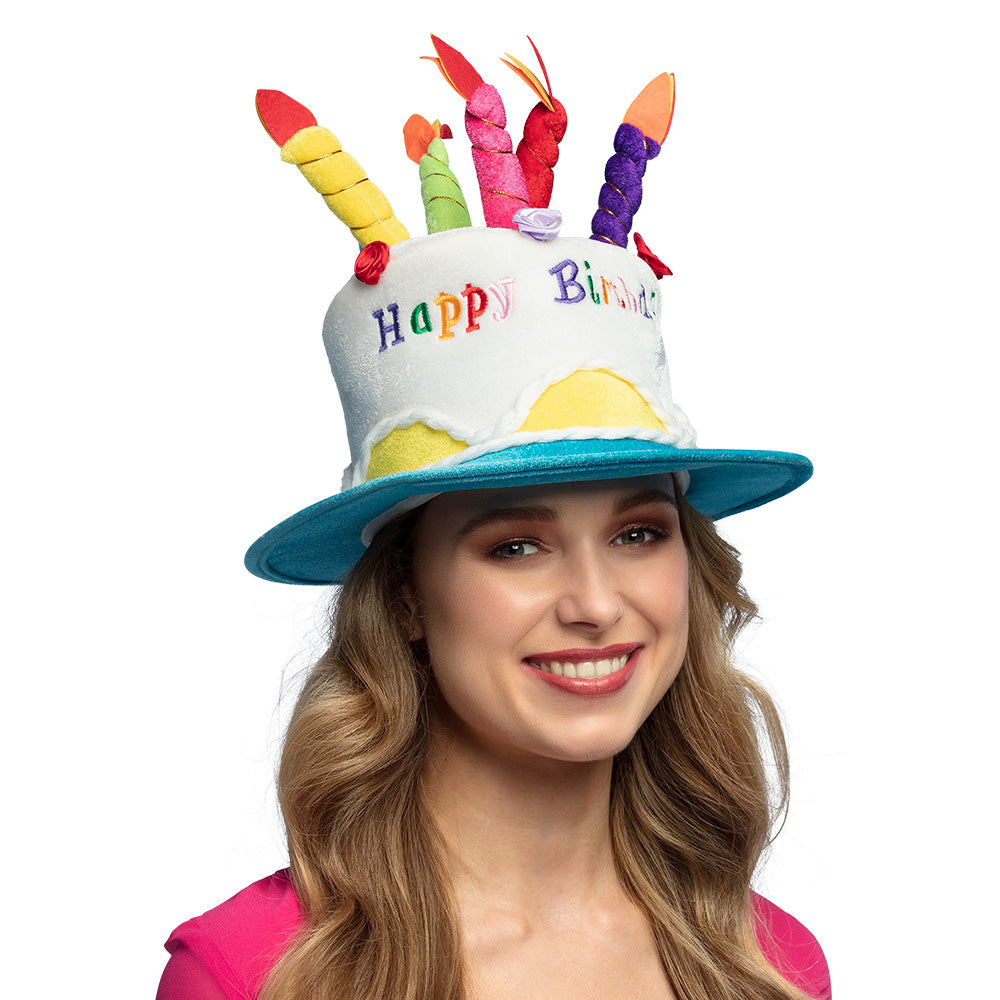 Chapeau Gâteau d'Anniversaire Coloré avec Bougies - Déguisement Fête