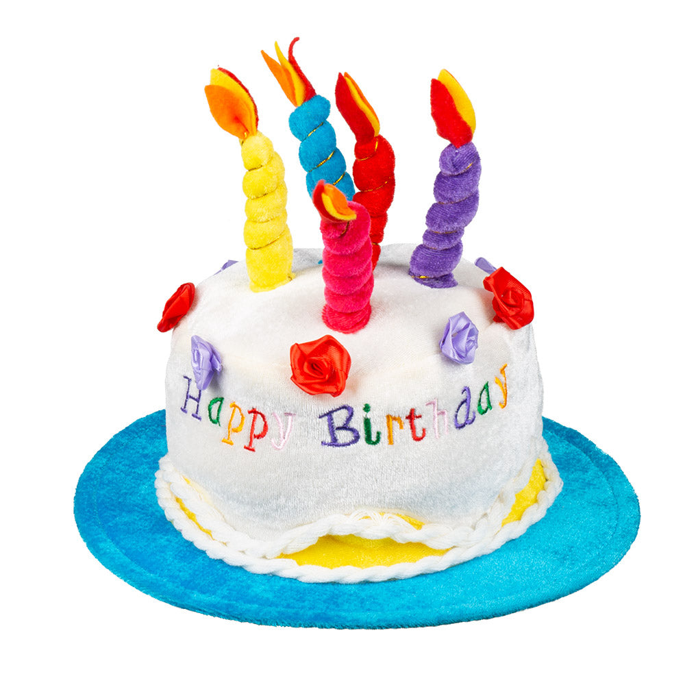 Chapeau Gâteau d'Anniversaire Coloré avec Bougies - Déguisement Fête