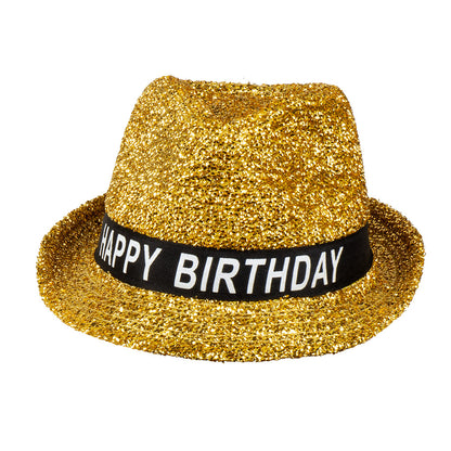 Chapeau Paillettes Gold Happy Birthday - Accessoire Fête Adulte