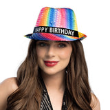 Chapeau Paillettes Arc-en-ciel Happy Birthday - Fête