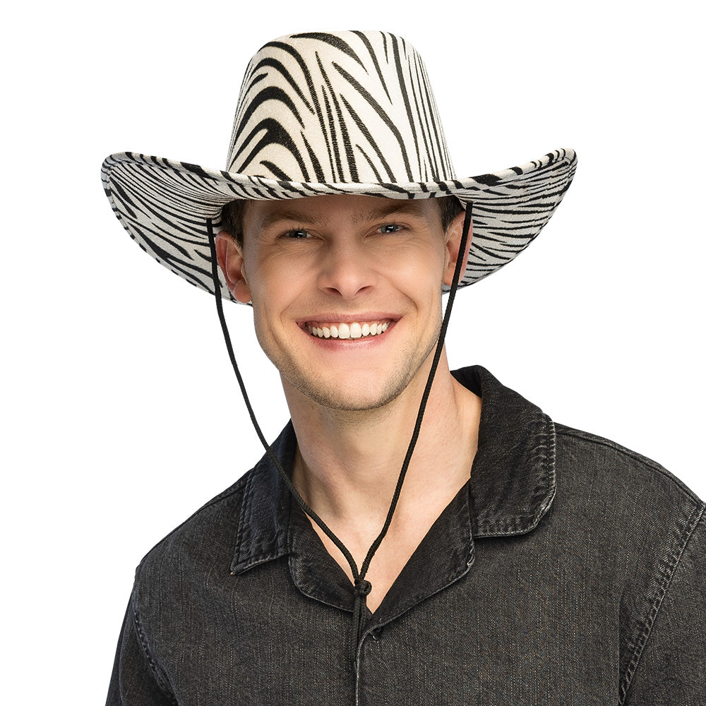 Chapeau Cowboy Zébré Noir et Blanc - Accessoire Déguisement