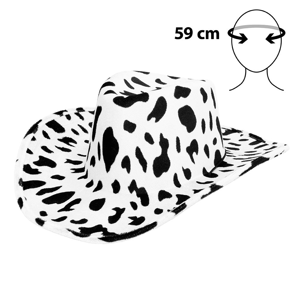 Chapeau Cow-boy Vache Noir et Blanc - Accessoire Déguisement Adulte