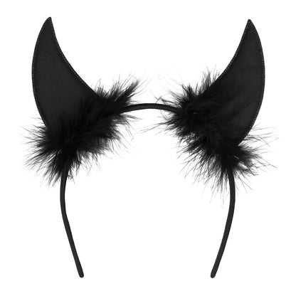 Cornes Diable Sequins Noires avec Plumes - Accessoire Halloween
