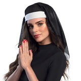 Voile de Religieuse Noir avec Bandeau Blanc - Déguisement