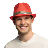 Chapeau Fedora Rouge avec Bande Zébrée - Déguisement Tendance