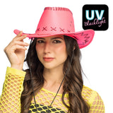Chapeau Cowboy Rose Fluo Néon avec Détails Stitchés | Déguisement